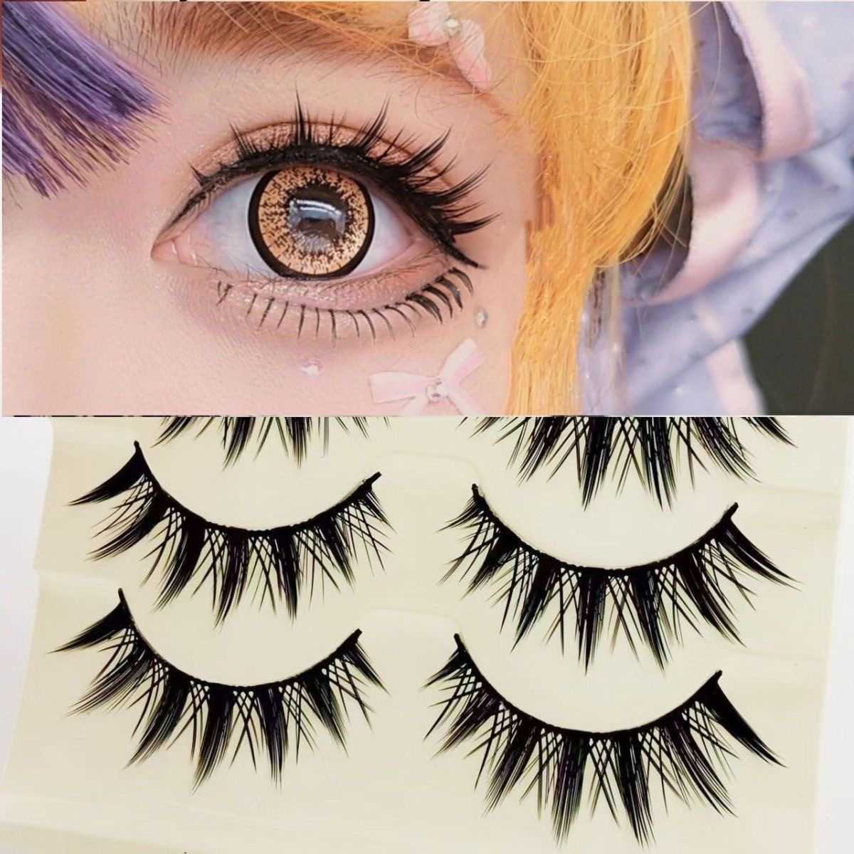 5-Pair COS Makeup Stage Performance Natural False Eyelash Thick Cross Eyelash Manga Full Article W250324