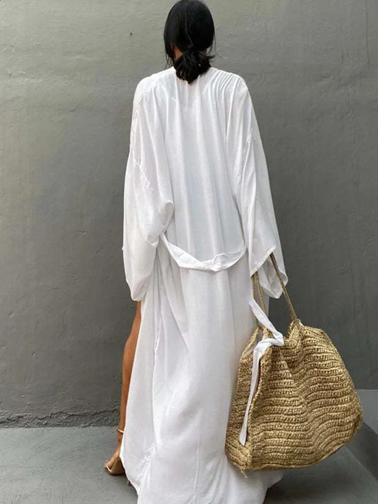 OIINAA solid bikini top womens beach Vneck lace plus size long skirt summer dress 250324