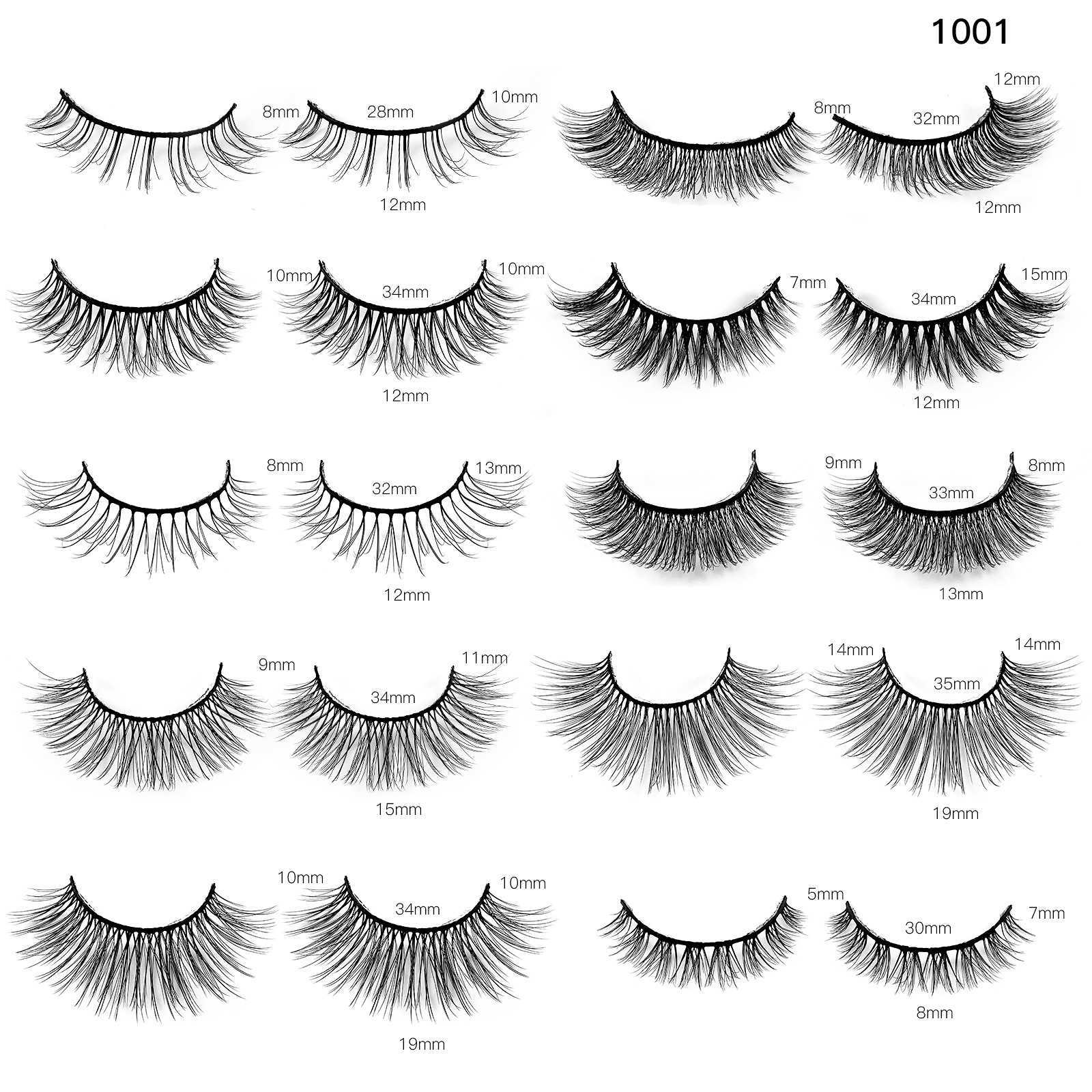 10 pairs of mixed synthetic false eyelashes naturally thick eyelashes multi-layered three-dimensional curling and curling W250324