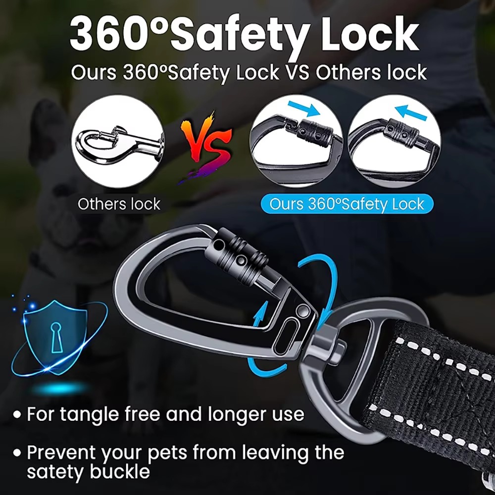 New Heavy Duty Tactical Bungee Dog Leash Reflective Pet Leashes with Car Seat Belt Dog Accessories for Small Lagre Dogs