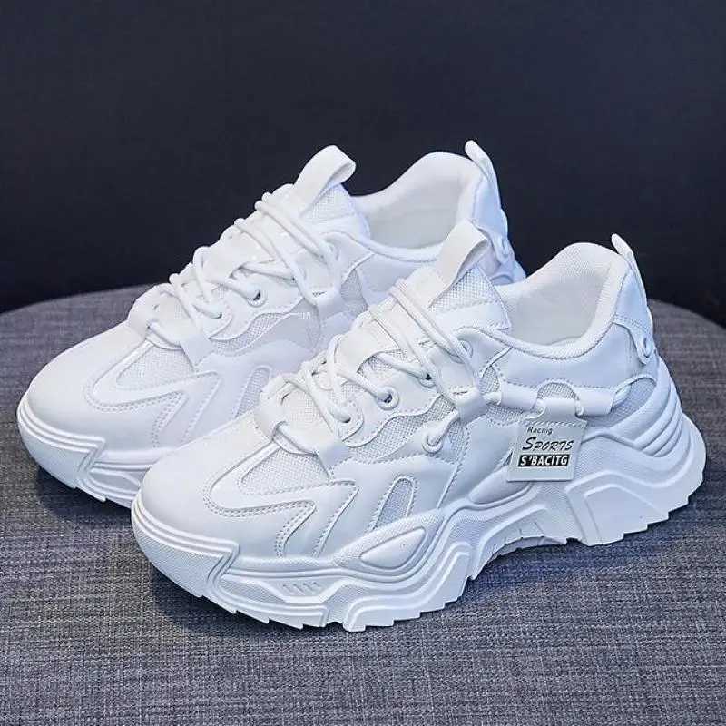 Womens white casual shoes thick soled sports shoes black womens 2025 Fi N-Slip Spring and Autumn platform sports shoes womensXJ250324