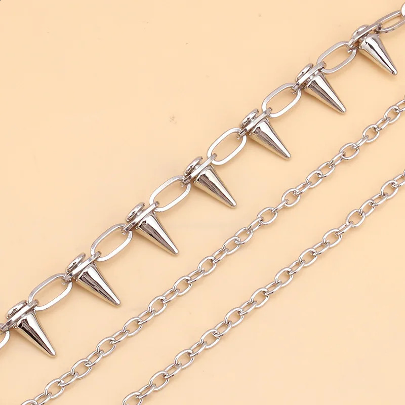 Punk Spike Rivet Layered Metal Chain Keychains For Men Women Pants Jeans Biker Gothic Rock Belt Chains Jewelry Accessories Gift 250414