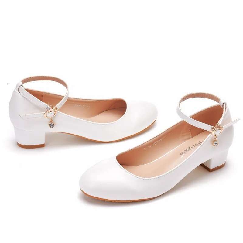 XIHAHA New Fashion Women Drill Sexy Dance Full Dress Thin Woman Round Head Shoe White Marry Sandals with Single Shoes