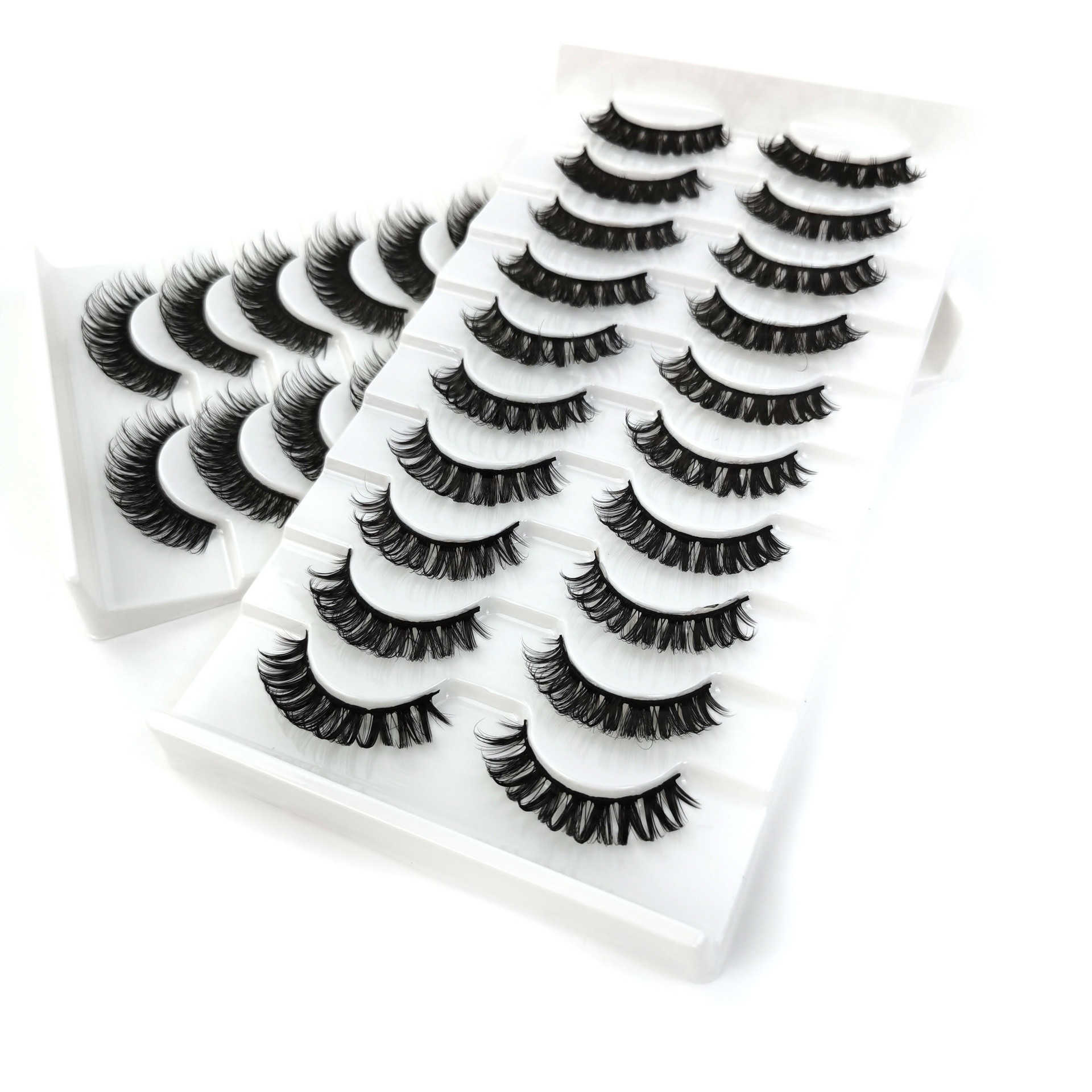 New Russian false eyelashes DD curve thick eyelashes ten pairs of chemical fiber natural charm eyelashes W250324