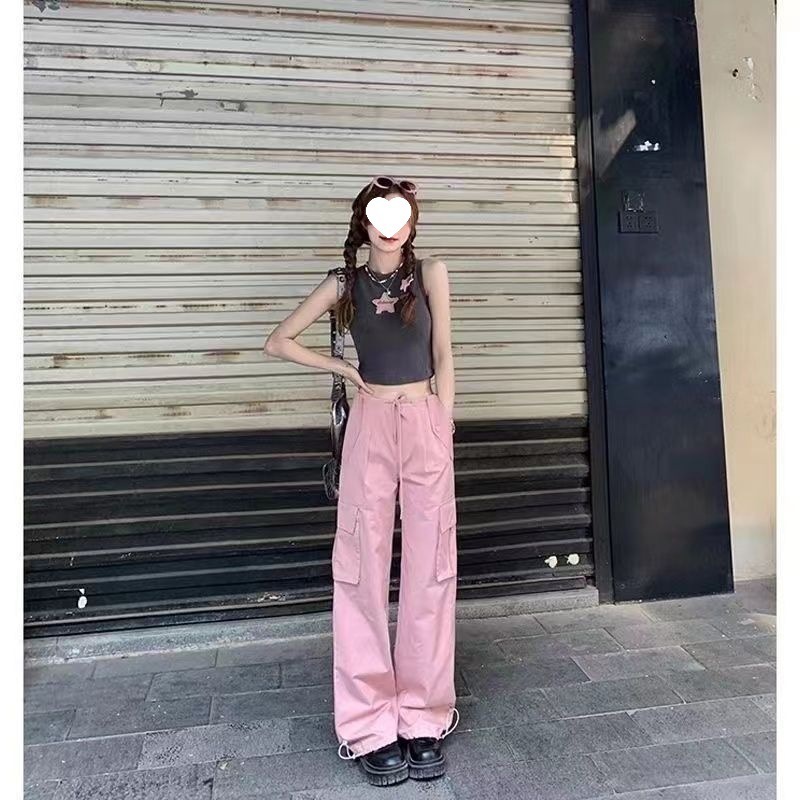 2025 New Designer Vest 250g Pit Pattern American Spicy Female Star Sticker Outdoor Leisure Sports Beach Women's Slim Fit Short Vest