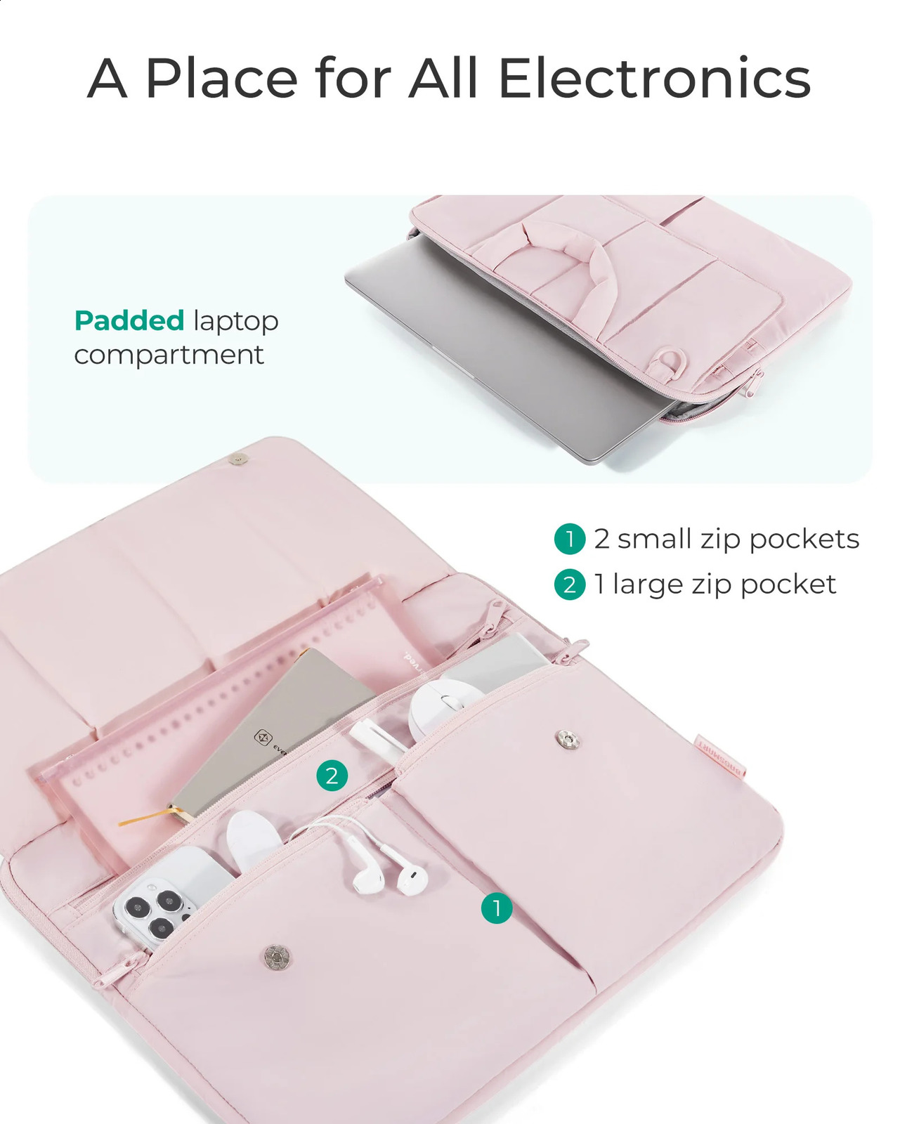 BAGSMART 15.6 Inch Laptop bag for Air/Pro Shockproof Water Resistant Notebook Pouch Laptop Cover Sleeve Compatible 250314