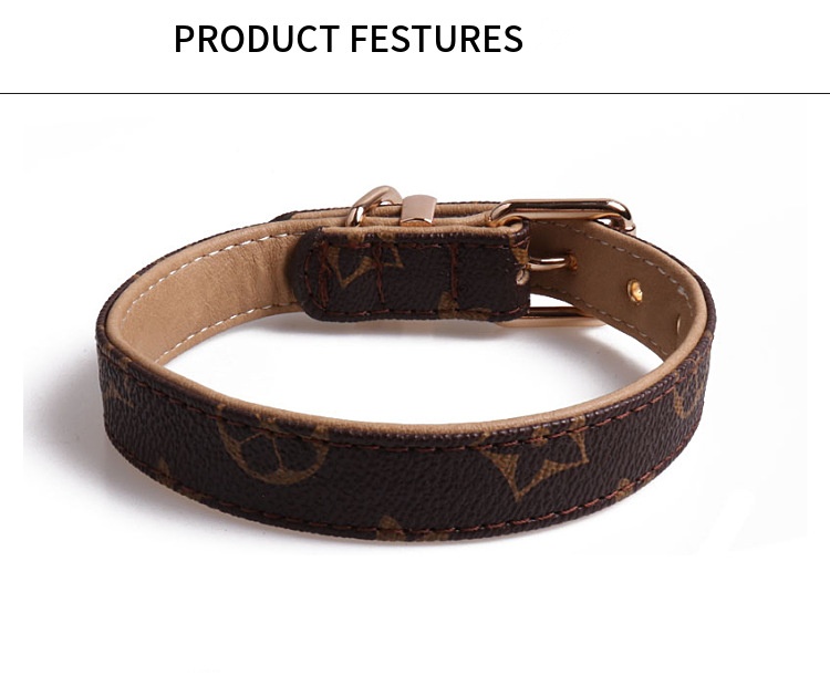with Bell Dog Tag Classic Design Adjustable Leather Pet Collar and Leash Small Medium Dogs, Lightweight for Daily Use B311