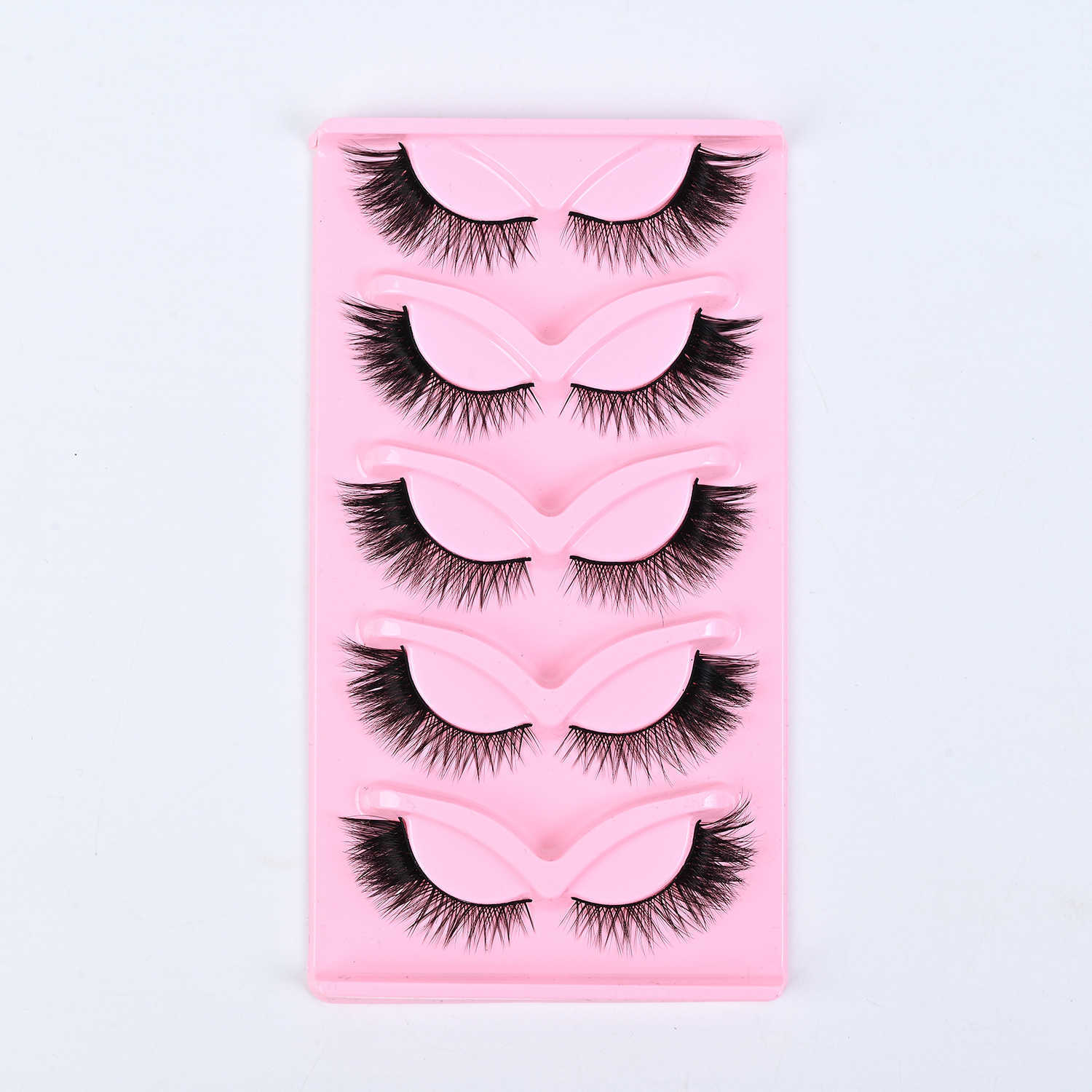 Russian Thick Eyelash 5-Pair Set Big Curve Natural Eyelash Half Eyelash False Eyelash Fox Style Slant Fly W250324