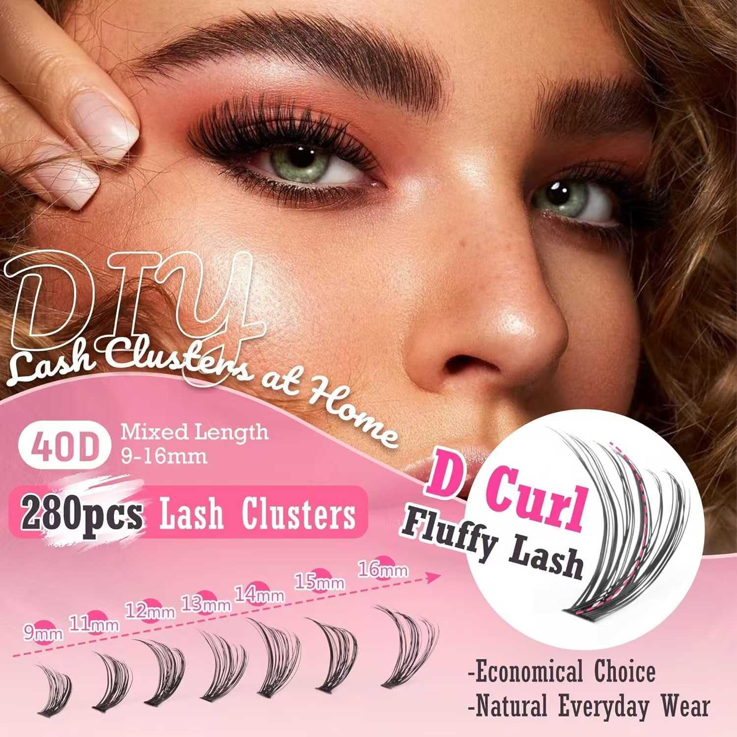 False eyelashes thick and curly with distinct roots and a wide range of sizes. Manga style big eyes and multi specification eyelashes W250324