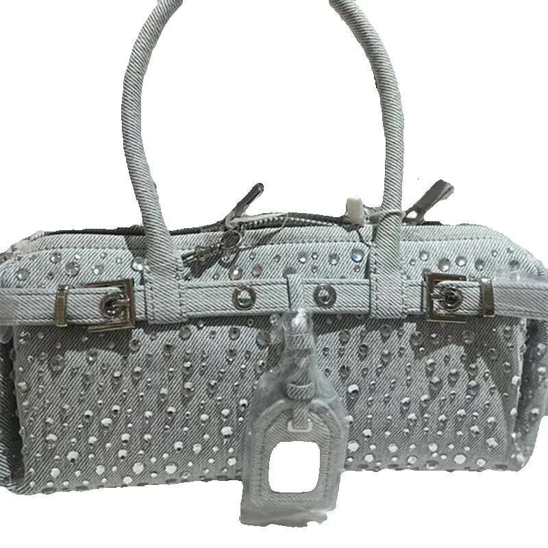 Dia Denim Brand Tote 2025 New Casual Versatile Long Belt Buckle Handbag Sier Chain High-End Korean Shoulder Bag