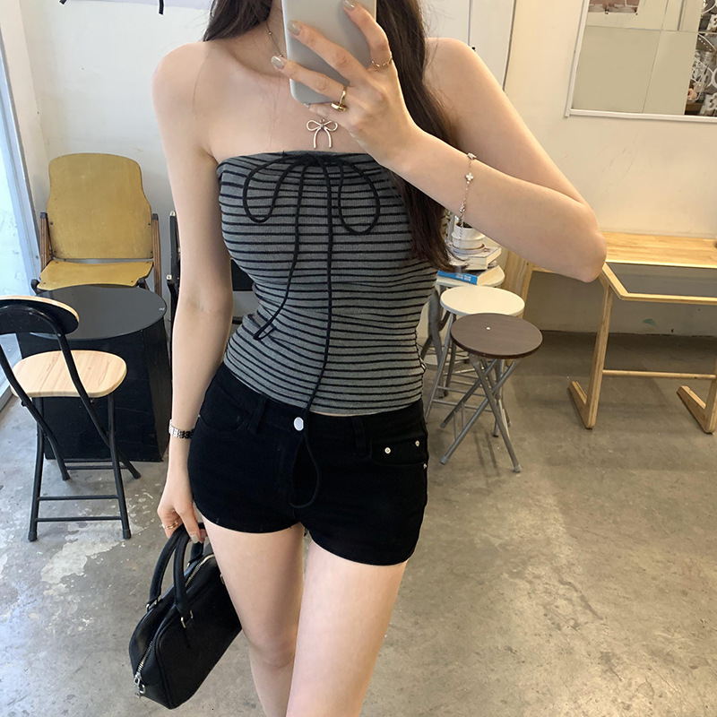 2025 Spring/Summer New Clothing Striped Strap strapless Tank Top Women's Outerwear Thai Unique and Beautiful Design