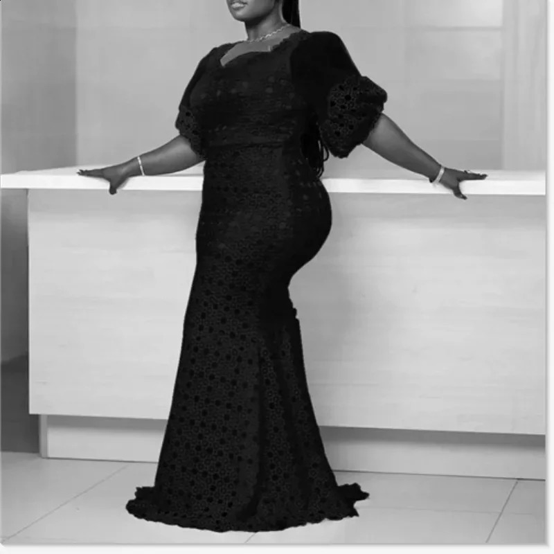 White Women Dress Bodycon Long Maxi Robe African High Waist Trumpet Femme Vestiods Plus Size Dresses S-5XL 250319