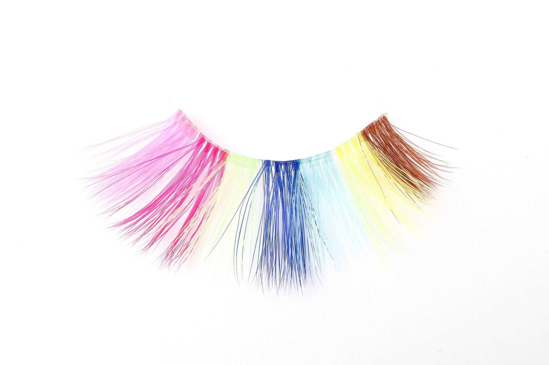 Colorful synthetic false eyelashes exaggerated stage creative makeup transparent stem thick and curly W250324