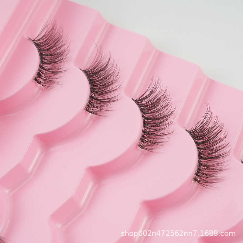 Cat eye black stem elongated tail half eye naturally thick eyelashes half cut one-piece false eyelashes W250324