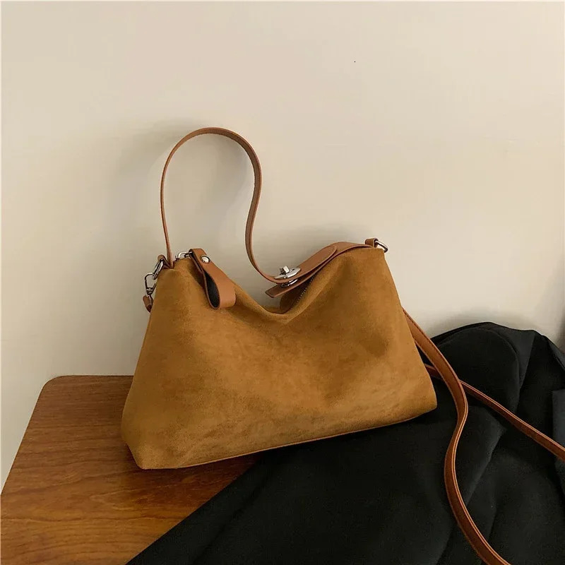 Faux Suede Casual Tote Sense of Large Capacity Bags High Quality Simple Versatile Casual Shoulder Bags 250320