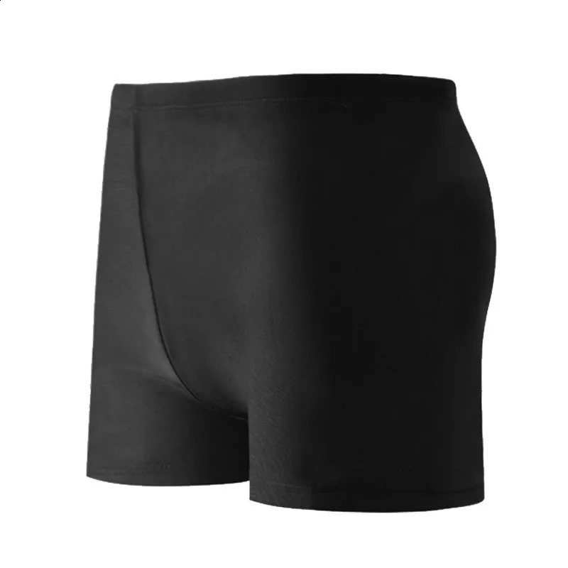 Mens swim trunks black comfortable fabric swimsuit solid color spring swimming pool equipment 250321