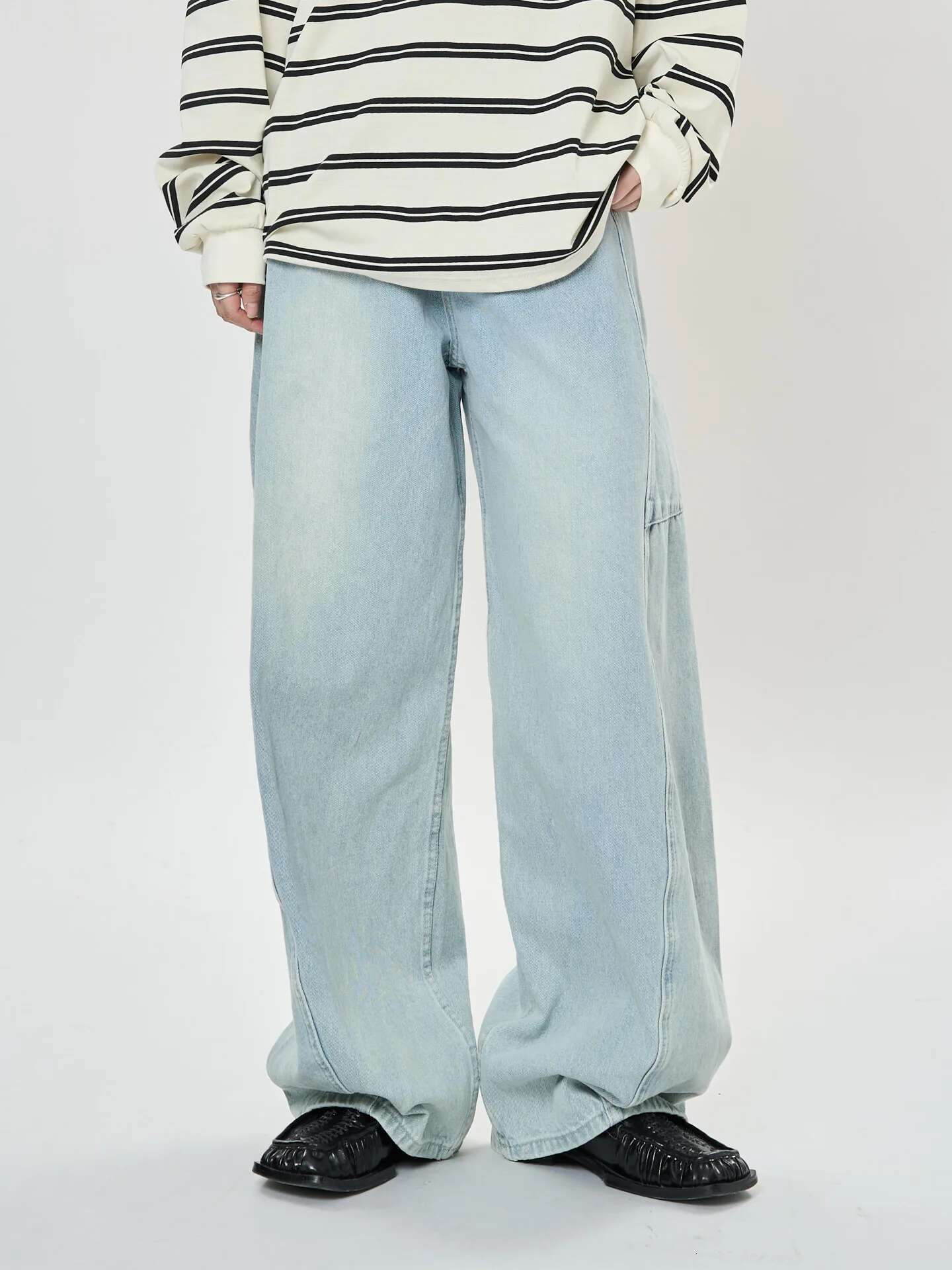 Spring And Autumn Women's Casual Solid Color High Waist Loose Wide Leg Jeans