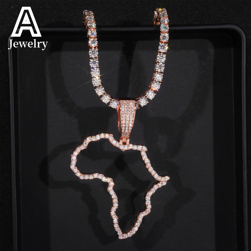 Map of Africa custom pendant s925 vvs moissanite jewelry custom hip hop pendant