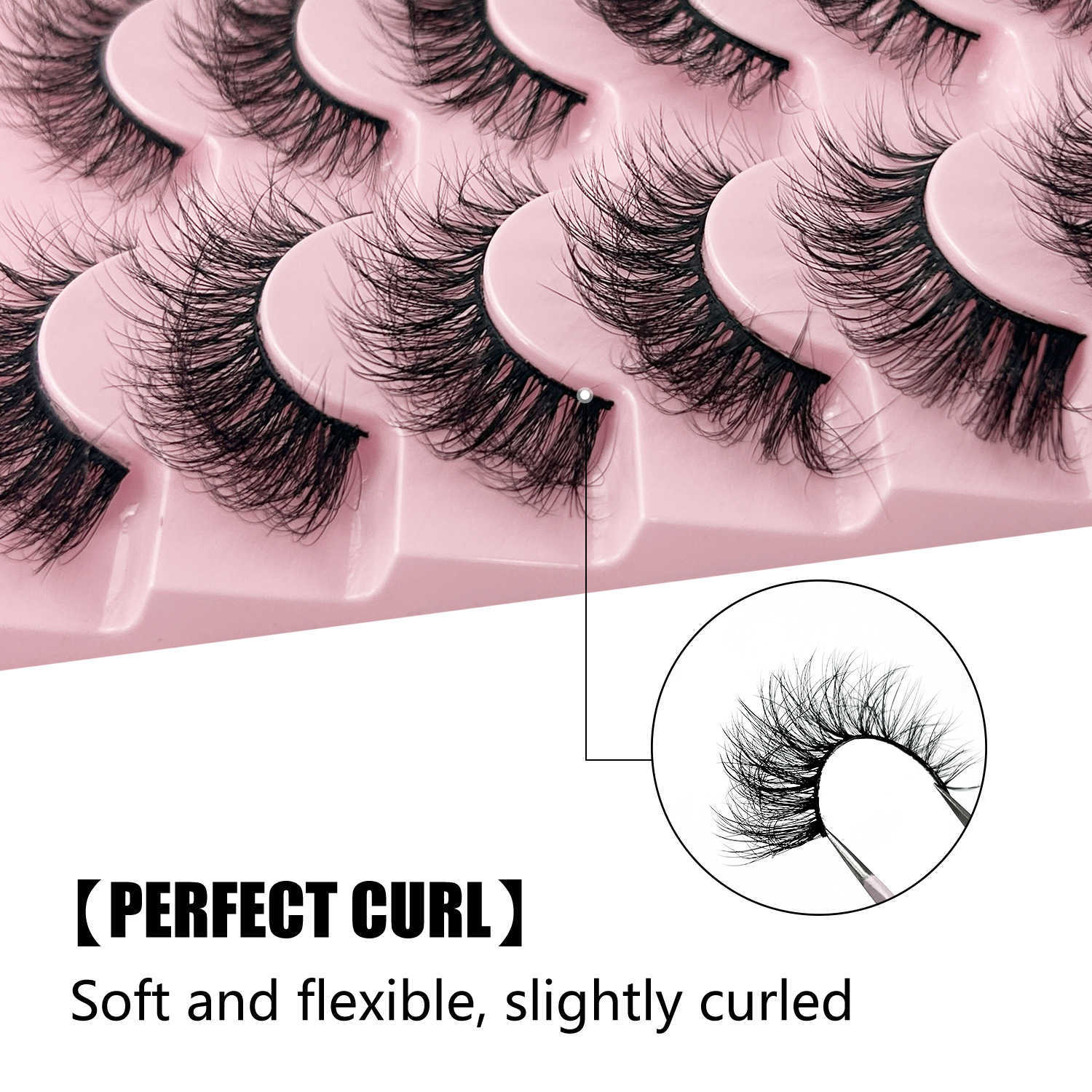 7 pairs of striped eyelashes curled up slender messy explosive thick exaggerated false eyelashes W250324