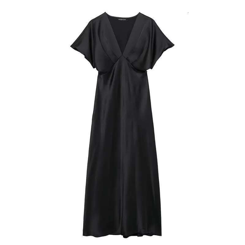 Women's Dresses Spring 2025 New Midi Dress Mystic Black Noble Elegant Covering The Flesh And Showing Thinness