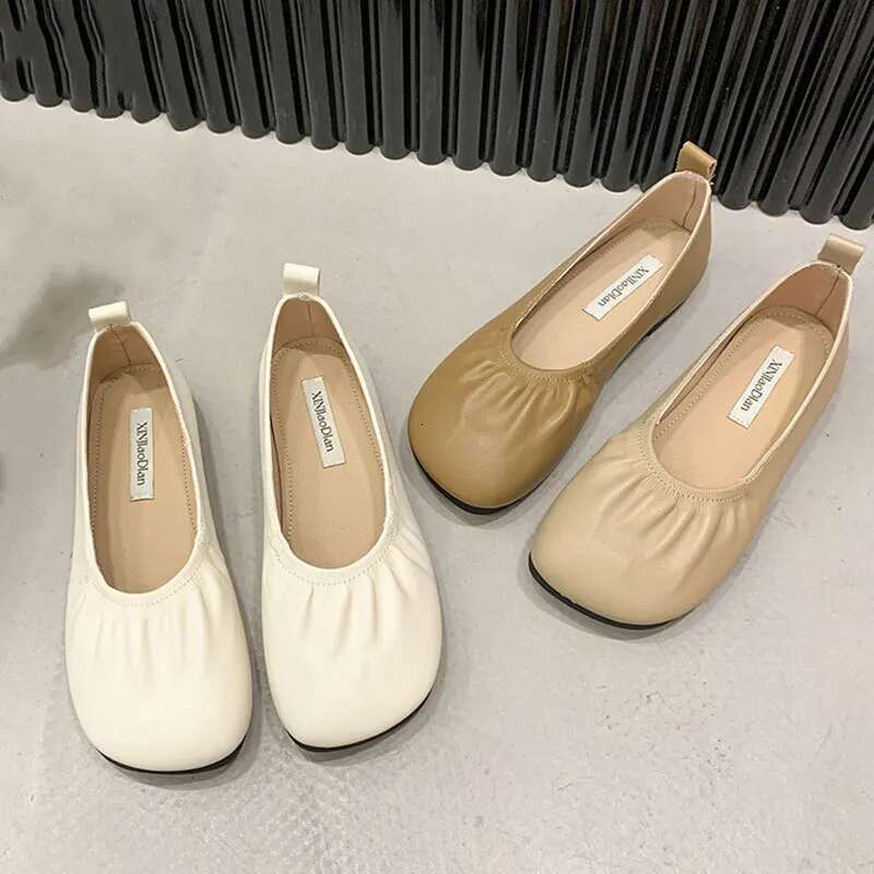 Genuine Spring Autumn Handmade Ballerina Loafers Comfortable Soft Leather Women Flats Shoes