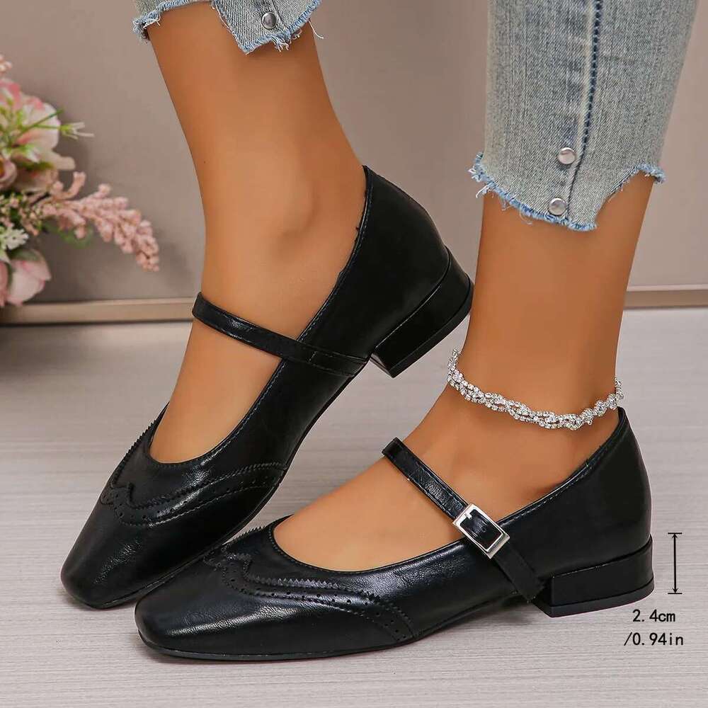 Plus Size 43 Mary Janes Woman Spring 2025 Square Toe Ankle Strap Ballet Flats Women Comfortable Ladies Casual Single Shoes