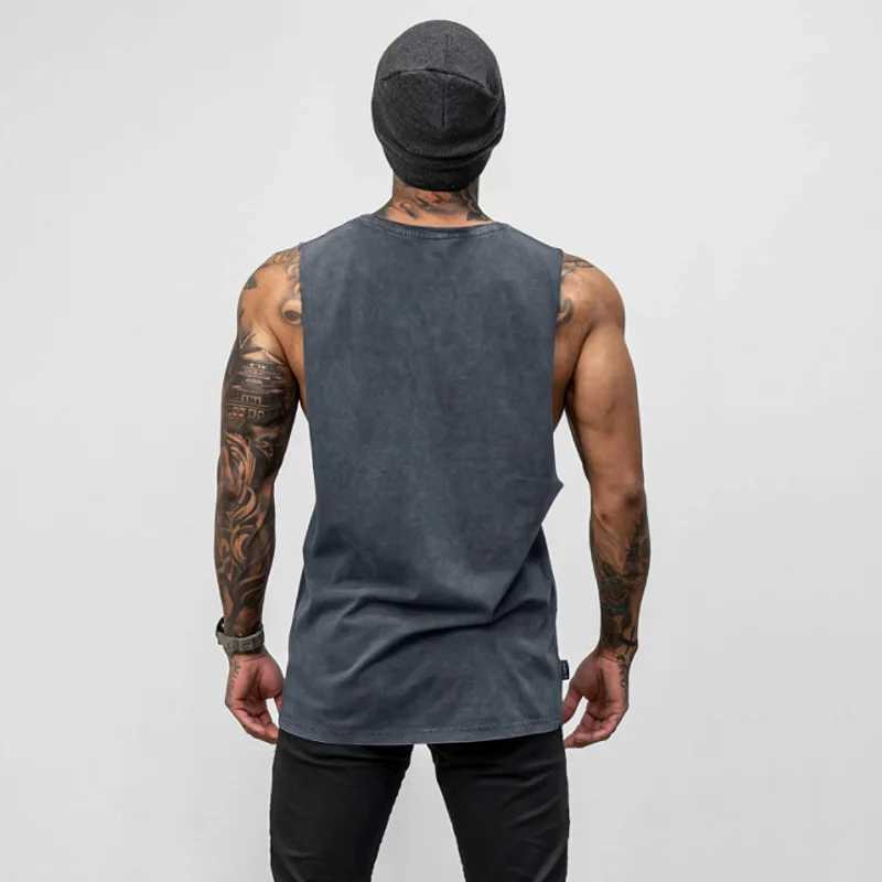 Mens brand summer gym cotton vest sleeveless mens fitness clothing casual fitness vest sportswear X250324