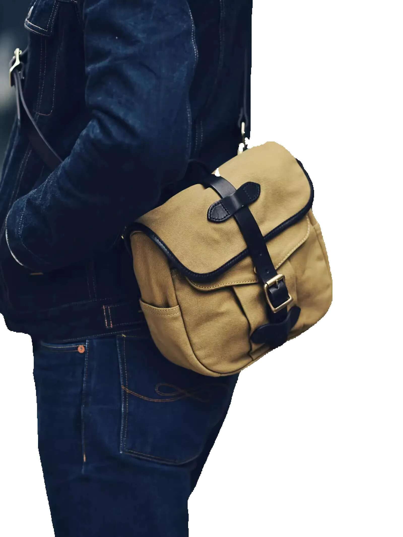 Oil Waxed Canvas & Vegetable Tanned Leather 24*22Cm American Vintage Crossbody Bag