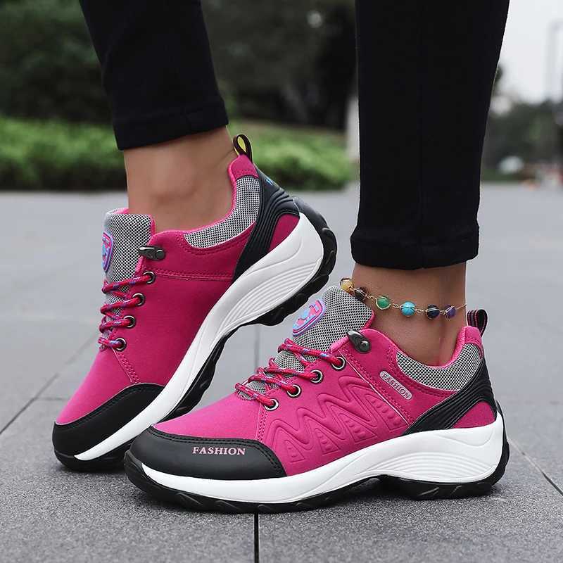 Womens sports shoes breathable platform lightweight Hiking Sports lace Up Fi new running comfortable fitness shoes free deliveryXJ250324