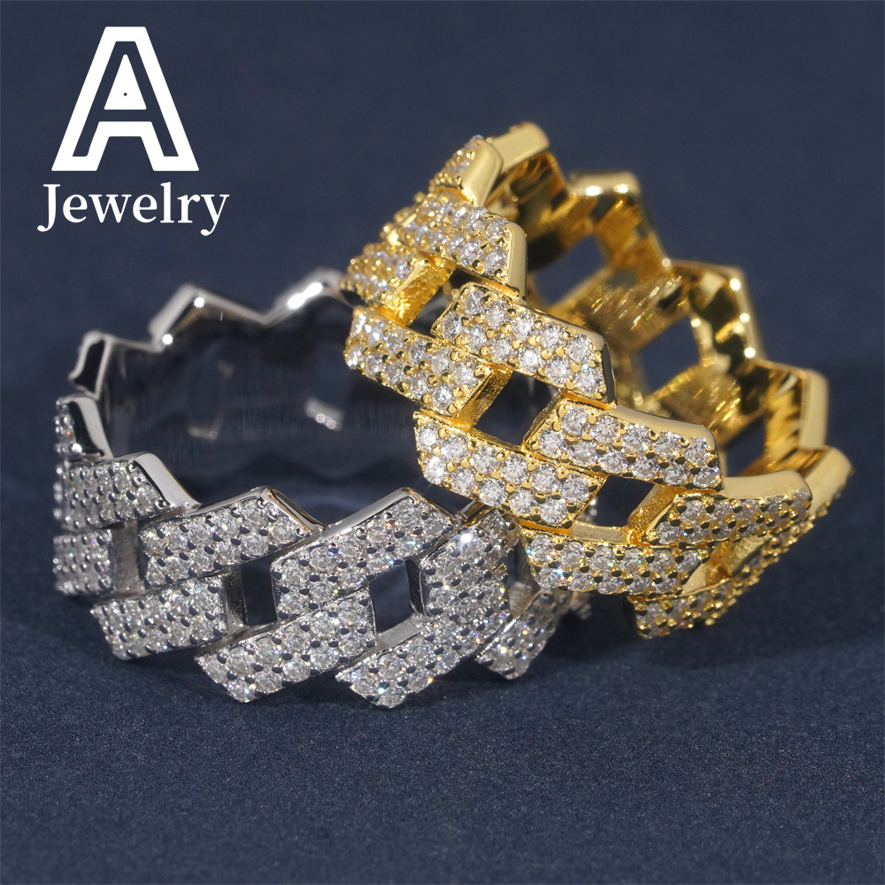 Europe and America 925 Sterling silver VVS Mossany Personality Fashion ring Hip Hop fashion mens round exquisite accessories