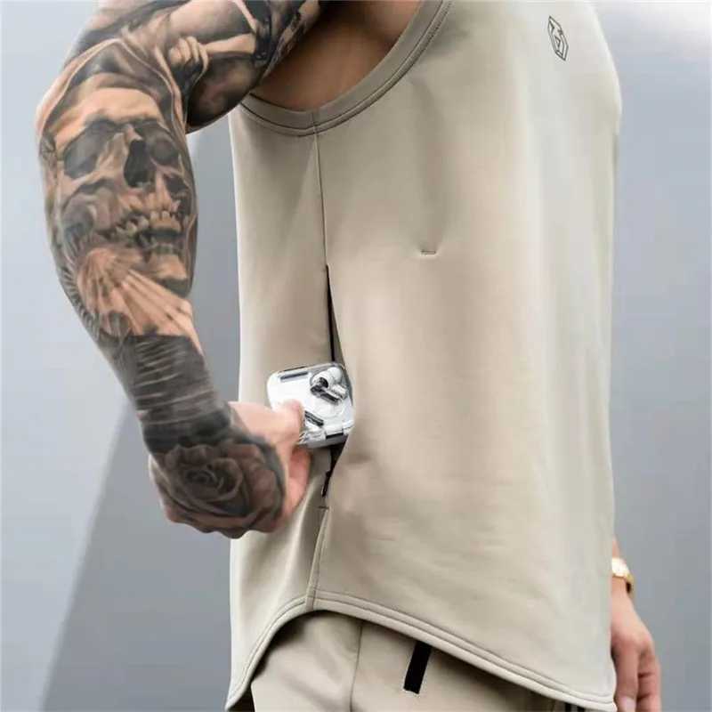 Mens brand gym striped vest mens fitness vest cotton sleeveless fitness vest single set sportswear fitness vest X250324