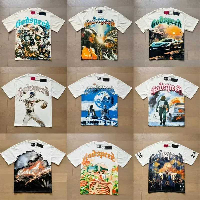 25SS Mens and Womens Godspd Short Sleve High Strt Printed Top Summer Style Crewneck T-shirt X250324