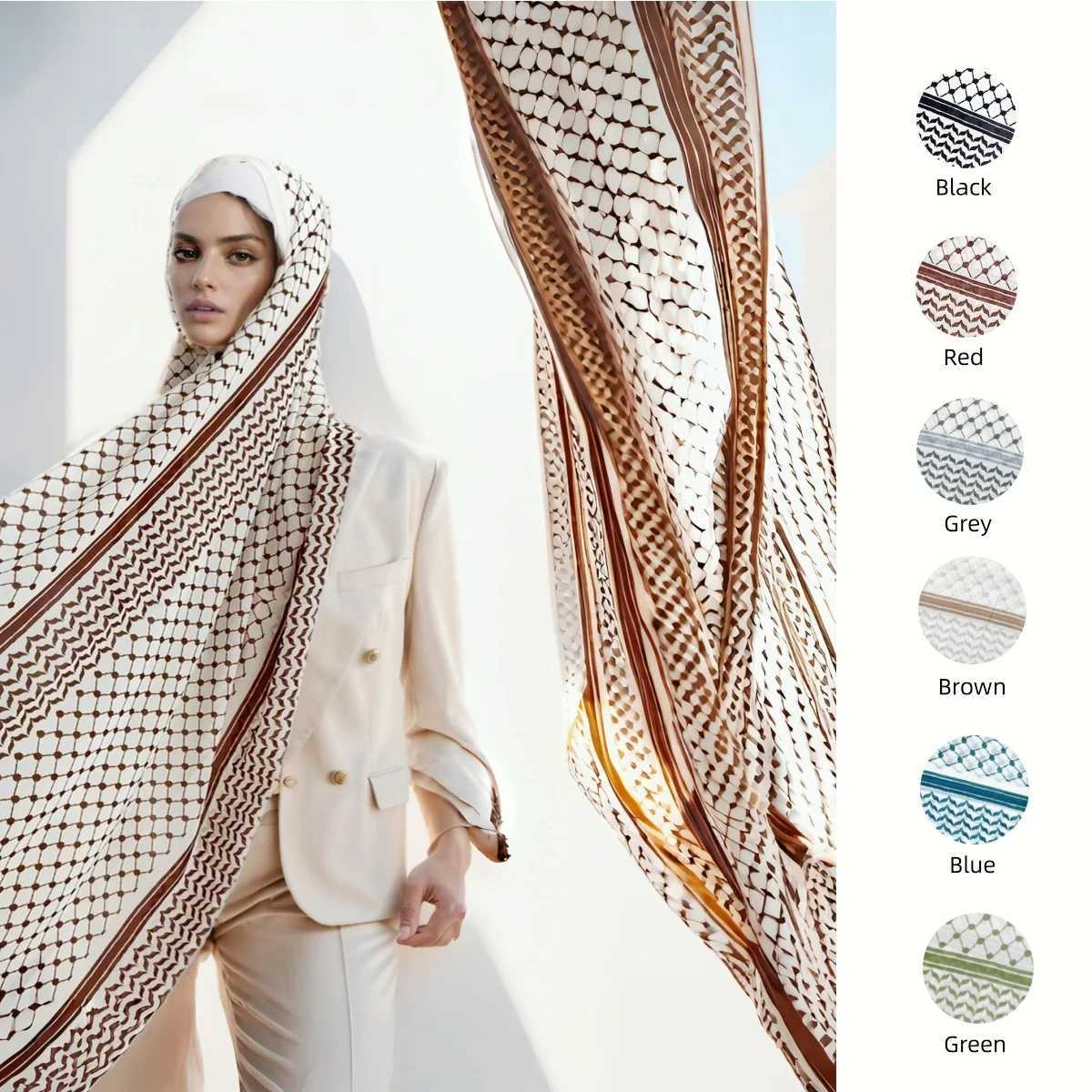 The latest Muslim Kafiya headscarf chiffon printed shawl Echape Kafiya fashionable womens soft packaging Geetic style Arabic scarf X250324