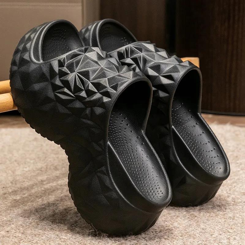 Thick soled sandals Designer slipper free Shipping high-heeled slippers height increasing straight drag women wearing short sandals outside 2025