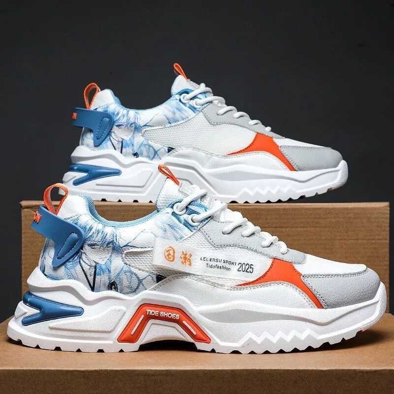 Mens fashionable sports shoes summer new breathable running shoes dad shoes Fi lightweight and comfortable casual walking shoesXJ250324
