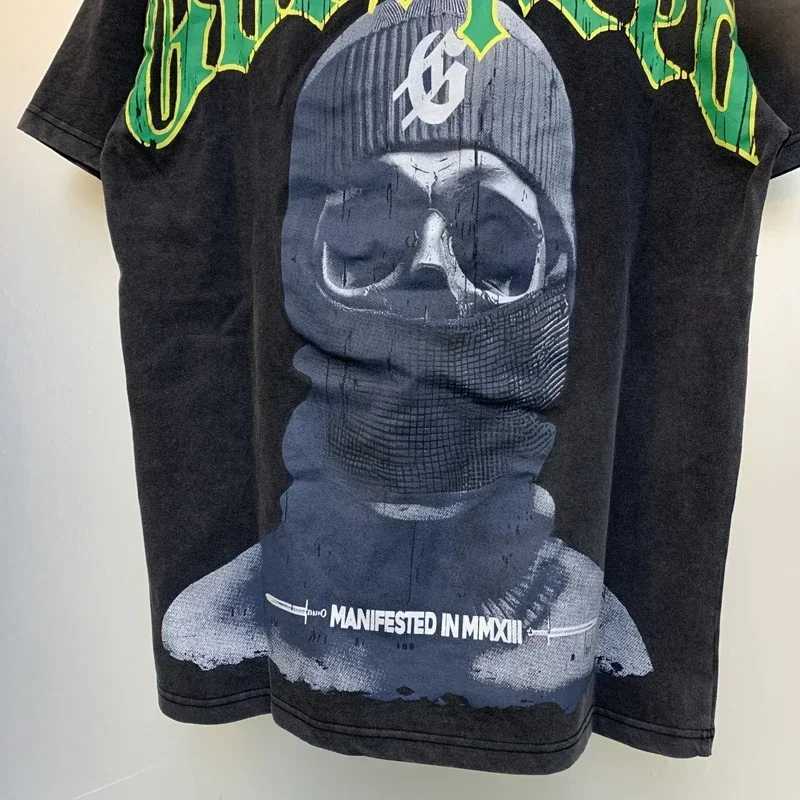 EU Sell Well Fashionable Brand GOD SPD T-shirt Masked Mysterious Person Brand Letter Printing Casual Short Slip Top X250324