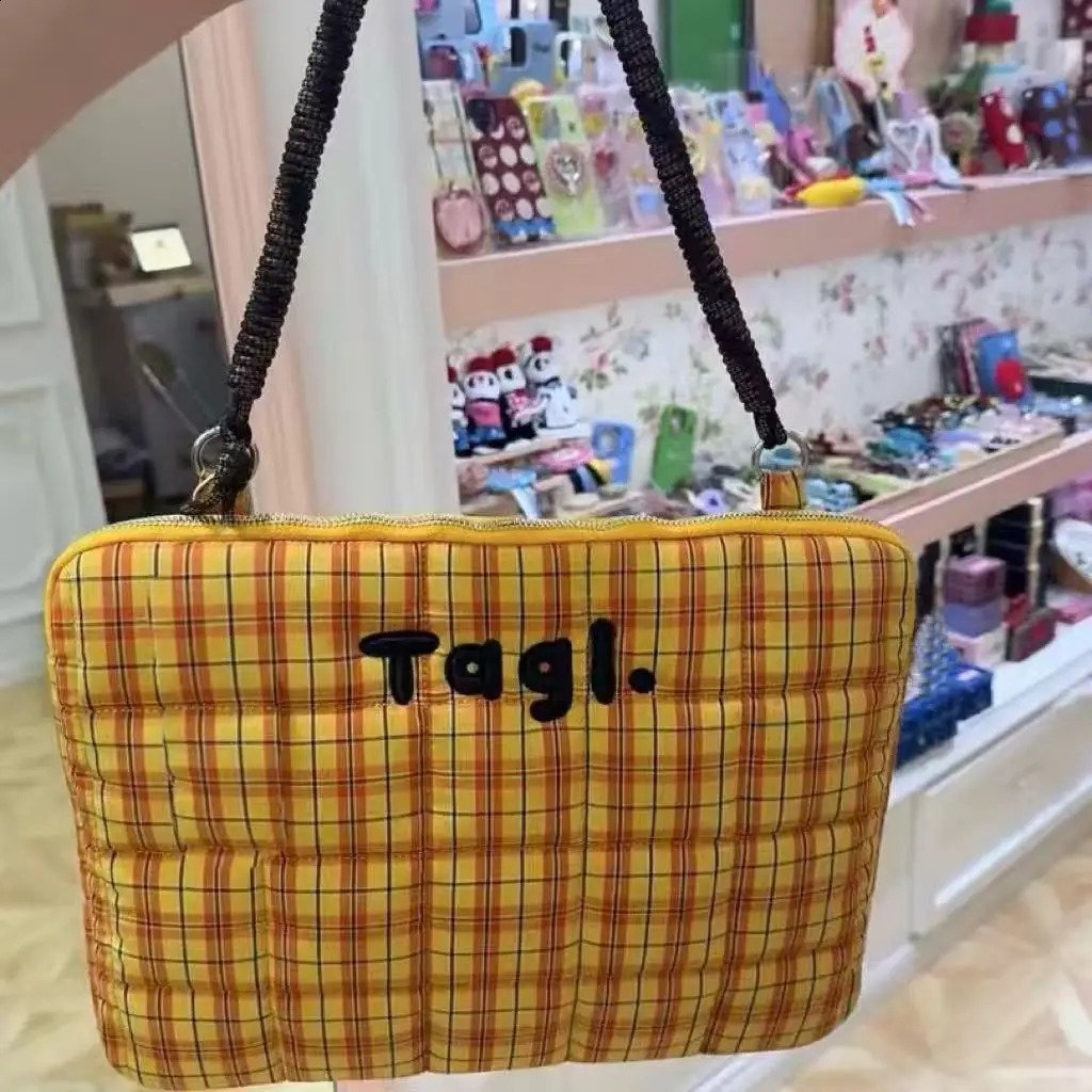 Universal Vintage Orange Large Capacity Laptop Sleeve Plaid Blue Handbag Shoulder Computer Bag Notebook For Case lpad Pro 250314