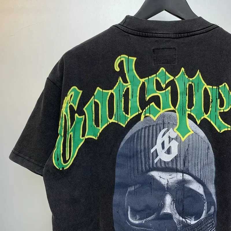 EU Sell Well Fashionable Brand GOD SPD T-shirt Masked Mysterious Person Brand Letter Printing Casual Short Slip Top X250324