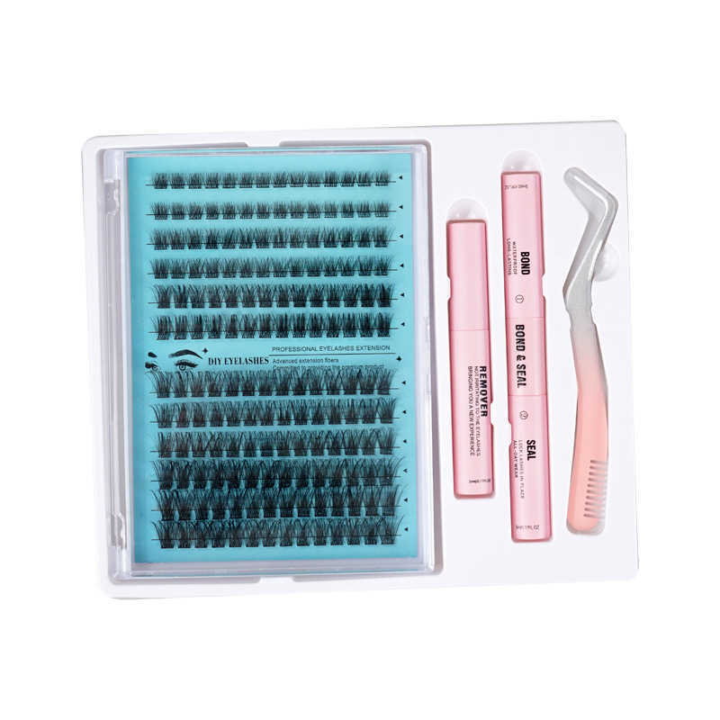 Hot fake eyelashes black stem curly thick slender three-dimensional segmented single cluster exaggerated eyelashes W250324