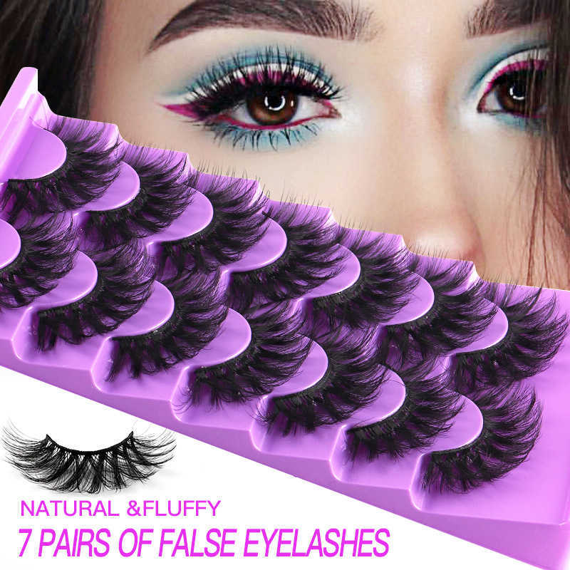 7 pairs of exaggerated and explosive false eyelashes naturally thick cross rolled and curled W250324