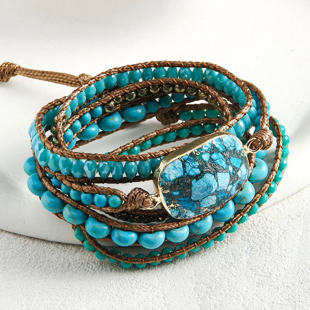 RH Fashion Bohemian Jewelry Natural Stones Charm 5 Strands Mix Handmade Wrap Bracelets Festival Gift 250318
