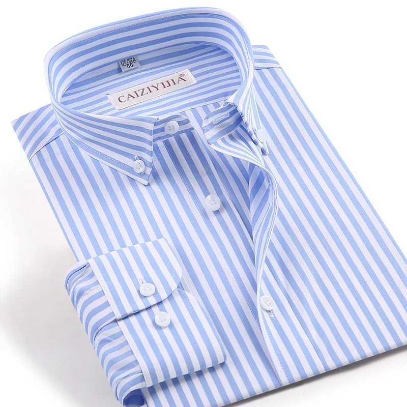 Mens long sleeved needlepoint striped dress with high-quality pocket free design ultra-thin fit casual button down easy to care cotton shirt X250324