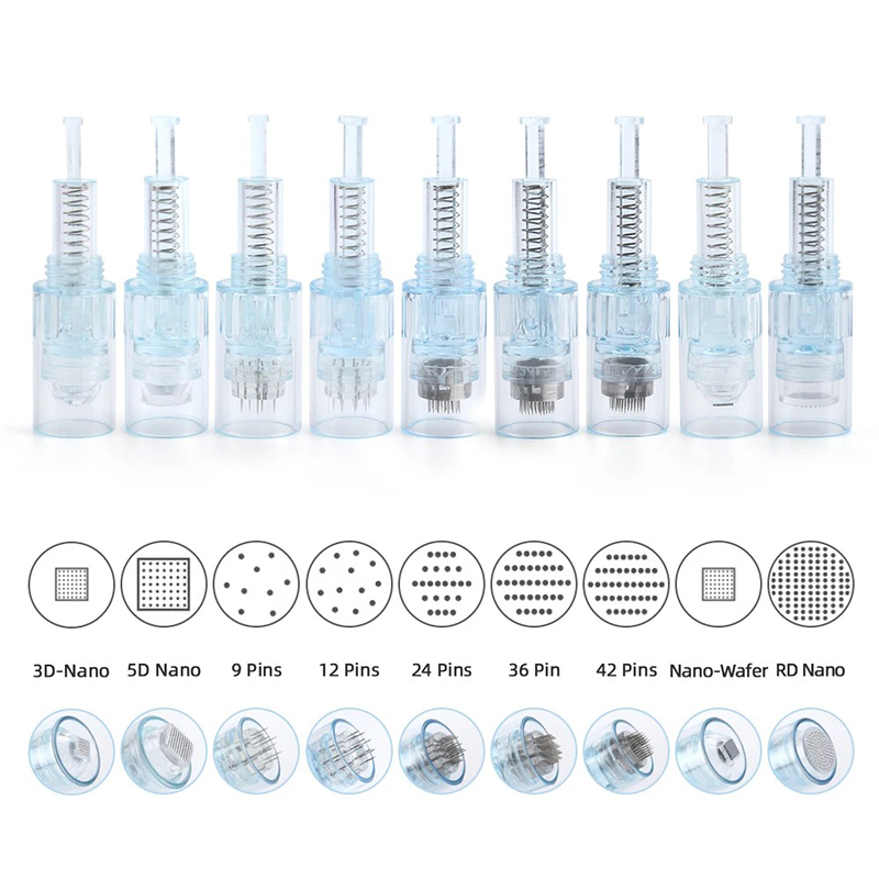 Dr.pen Ultima X5 Device 50Pcs Needles Cartridges 9 12 24 36 42 Pins Nano Round 3D 5D Silicon Dermapen Skin Care Needling Parts Face MTS Tips Derma Pen