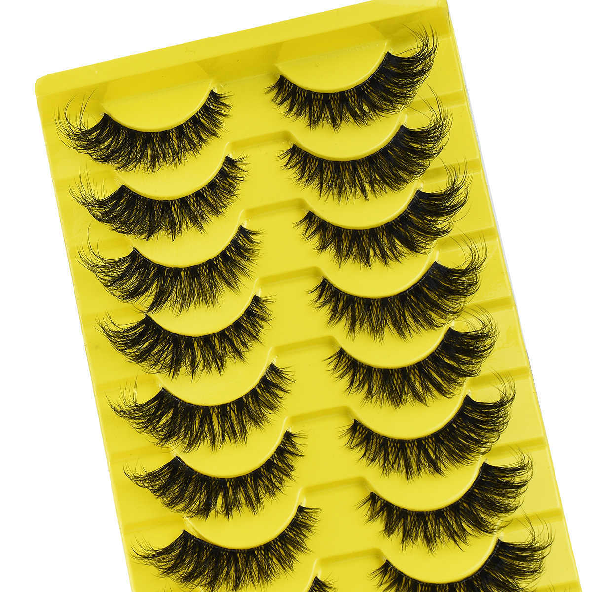 Ten pairs of curled transparent stem false eyelashes thick three-dimensional fluffy false eyelashes TEMU Xiyin W250324
