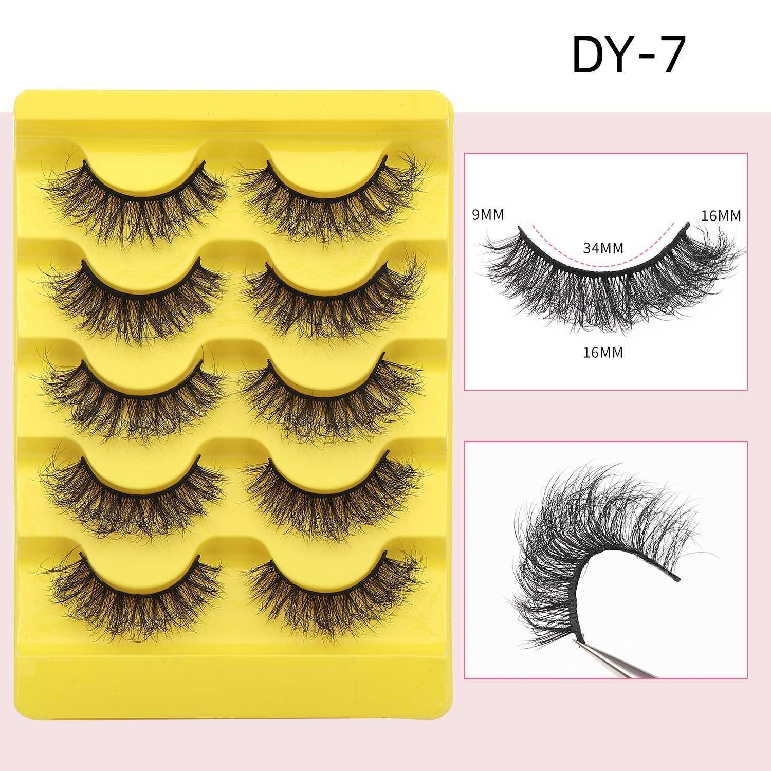 Five pairs of thick explosive eyelashes messy curled fluffy synthetic false eyelashes W250324