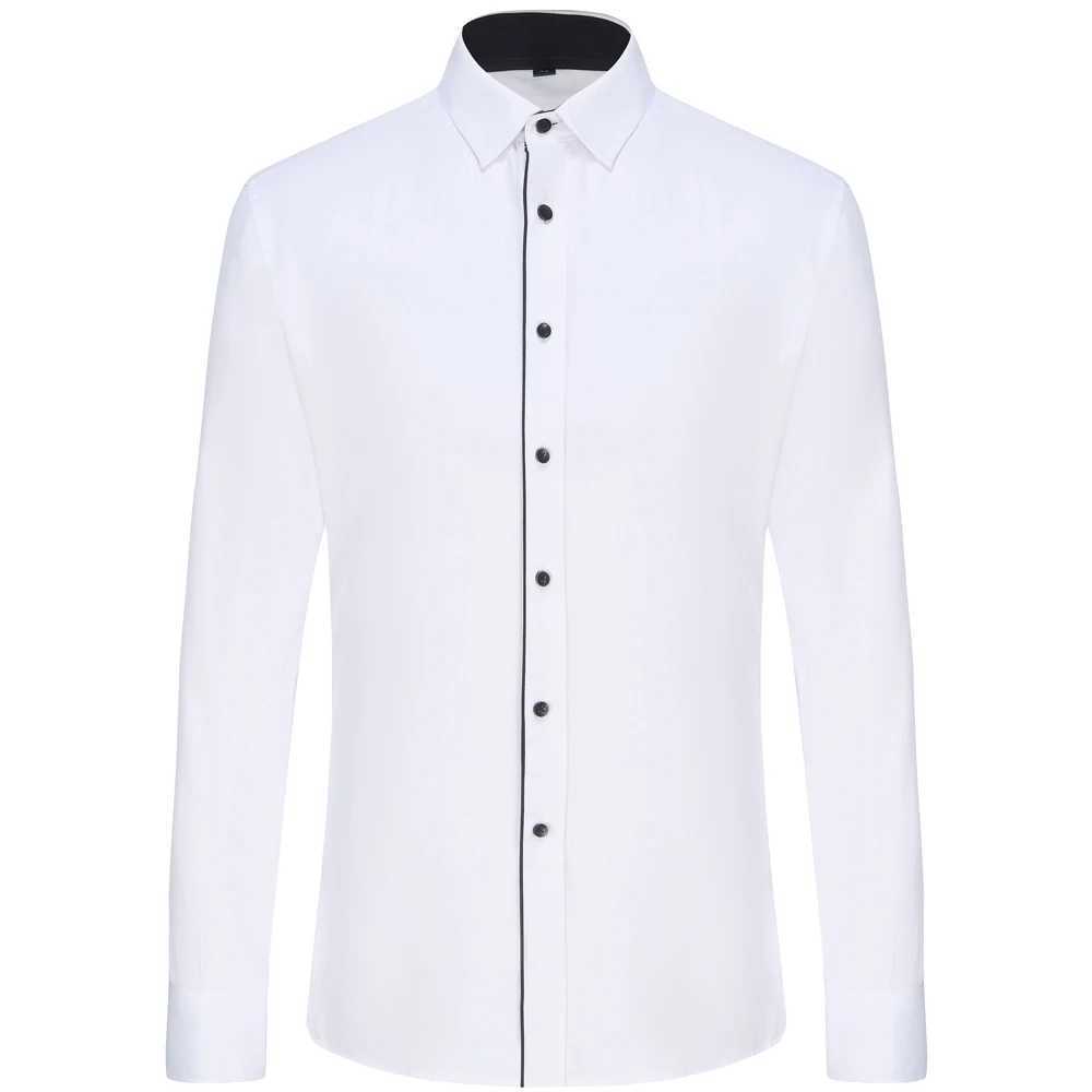 Mens semi formal color matching long sleeved dress comfortable regular fit button classic shirt for business activities X250324