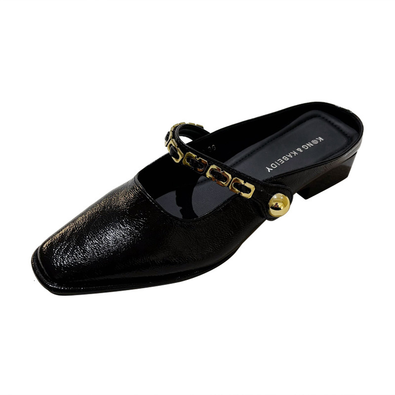 2025 New French Shoes with Square Toe Straight Strap Designer Fashionable Multi functional Lightweight and Comfortable Suitable for Commuting