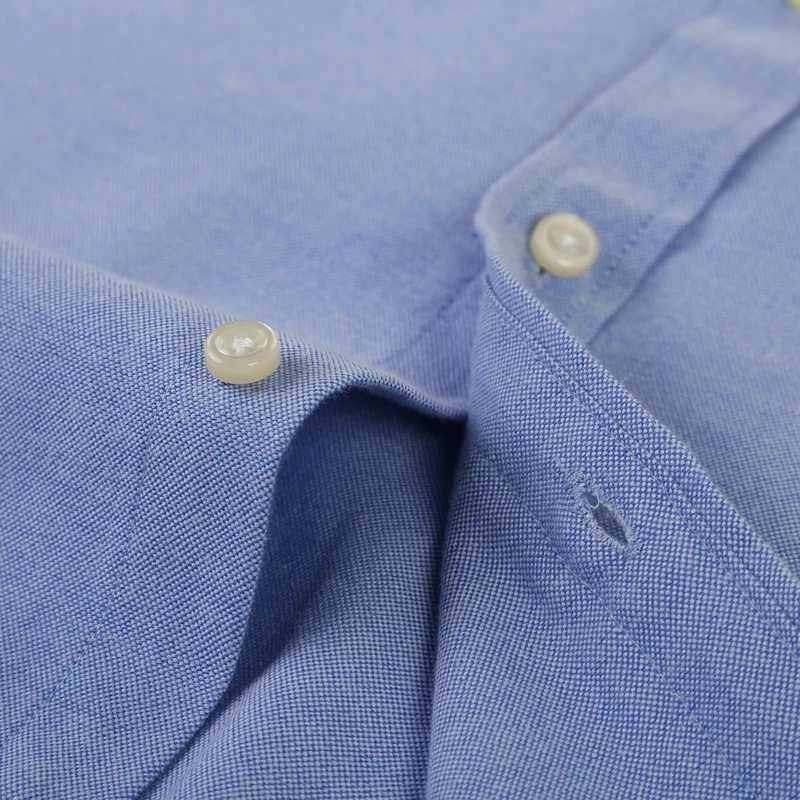 New S-7XL Cotton Oxford mens long sleeved plain casual shirt mens pocket regular fit button work mens shirt X250324