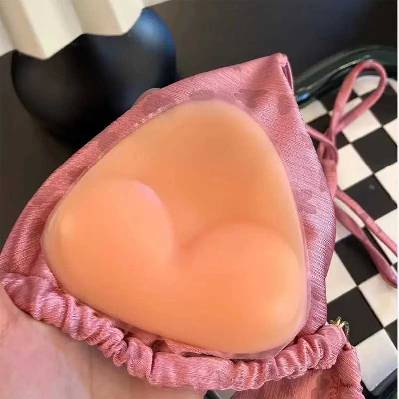 2PCS chest push up adhesive bra thick sponge breast pad chest push up enhanced silicone detachable insert swimsuit invisible braXJ250324
