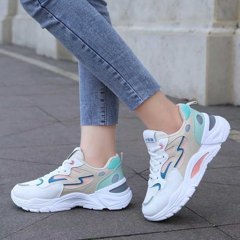 High thickness and thick sports shoes for women platform shoes new Fi breathable mesh sports shoes for women casual sports shoesXJ250324